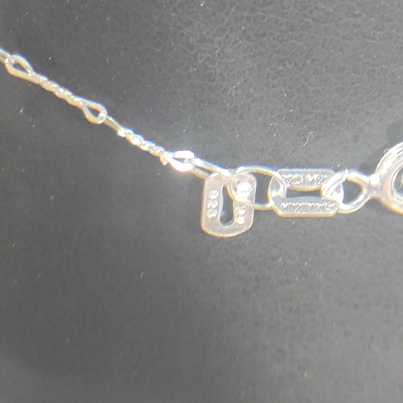 Silver Wave Necklace with O-shape  Chain - Picture 2 of 5
